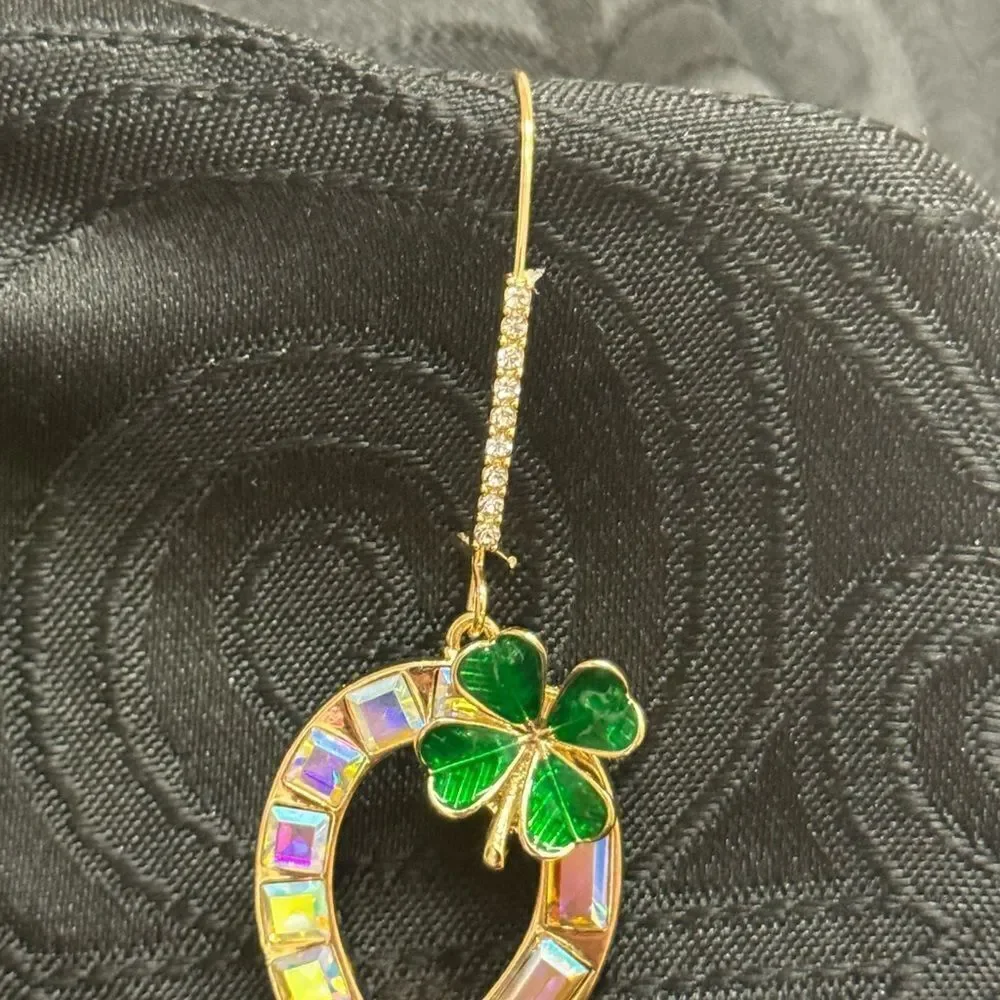 Betsey johnson  horseshoe  shamrock earrings
